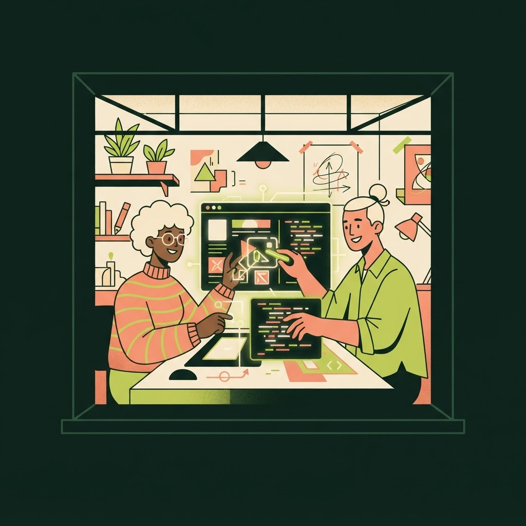 Illustration of two people playing a game together at a table